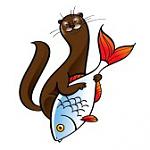 11916190 polecat ermine fur hunter food catch fish cell animal fauna